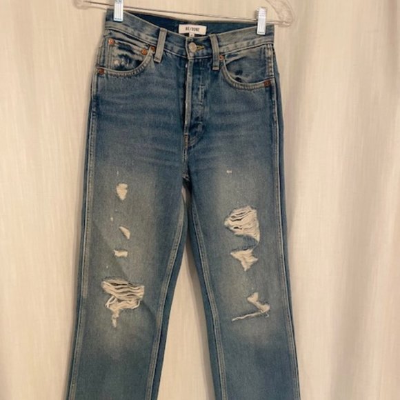 RE/DONE SZ 23W 28L Distressed, Straight leg Jeans